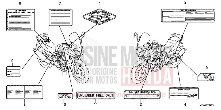 ETIQUETTE DE PRECAUTIONS de CBF1000 ABS BOMBAY ORANGE METALLIC (YR254) de 2007